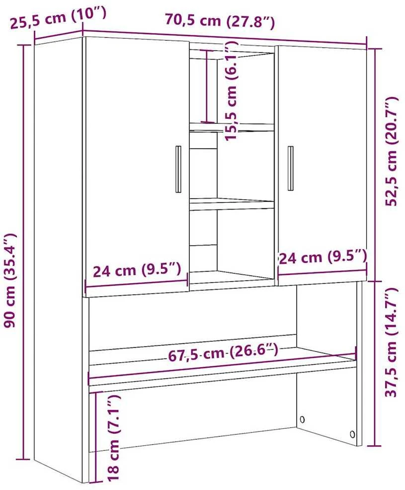 Skalbimo mašinos spintelė, sendintos medienos, 70,5x25,5x90cm
