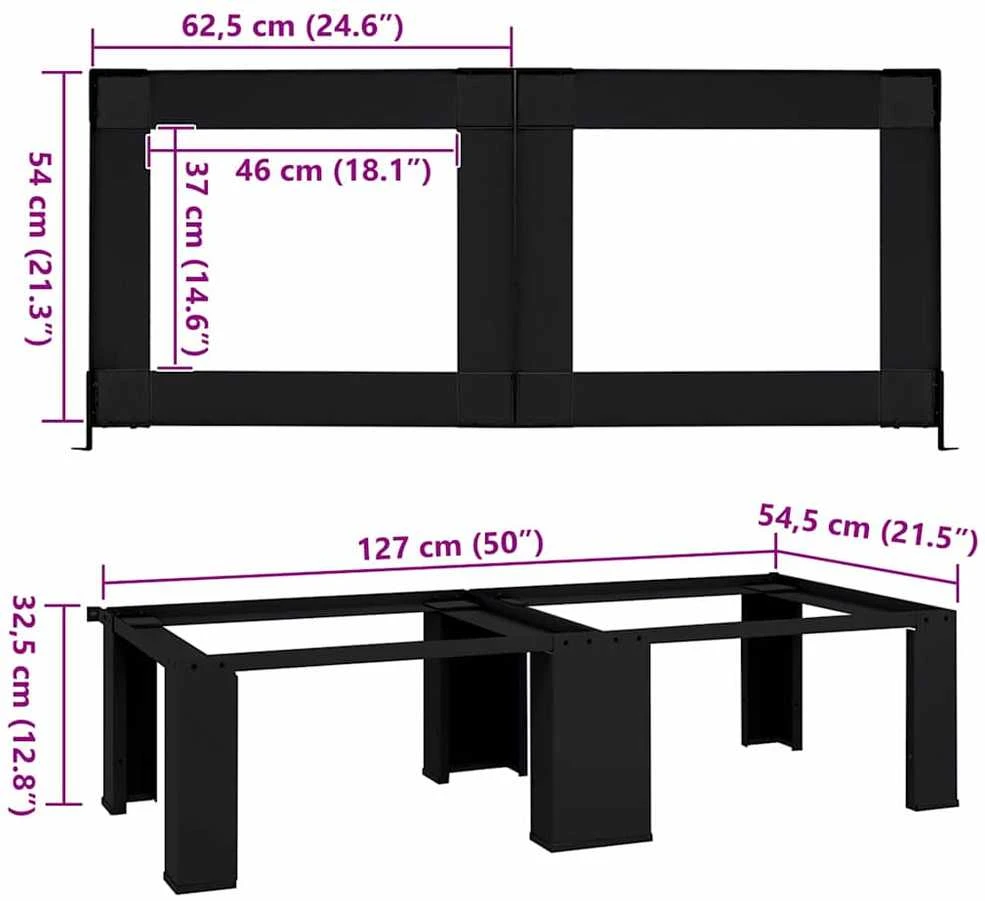 Skalbyklės pjedestalas 2 vnt. Juodas 127 x 54,5 x 32,5 cm
