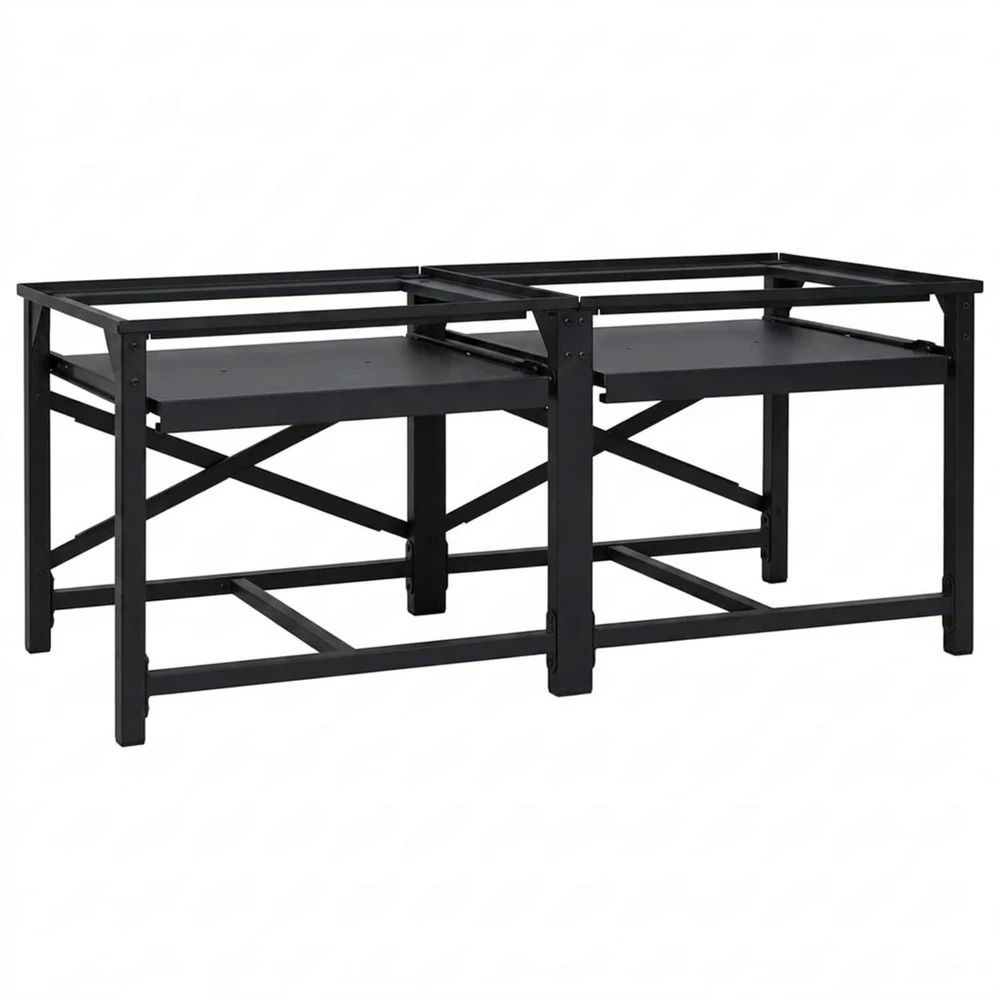 Skalbyklės pjedestalas 2 vnt. Juodas 120 x 56 x 52 cm Plienas