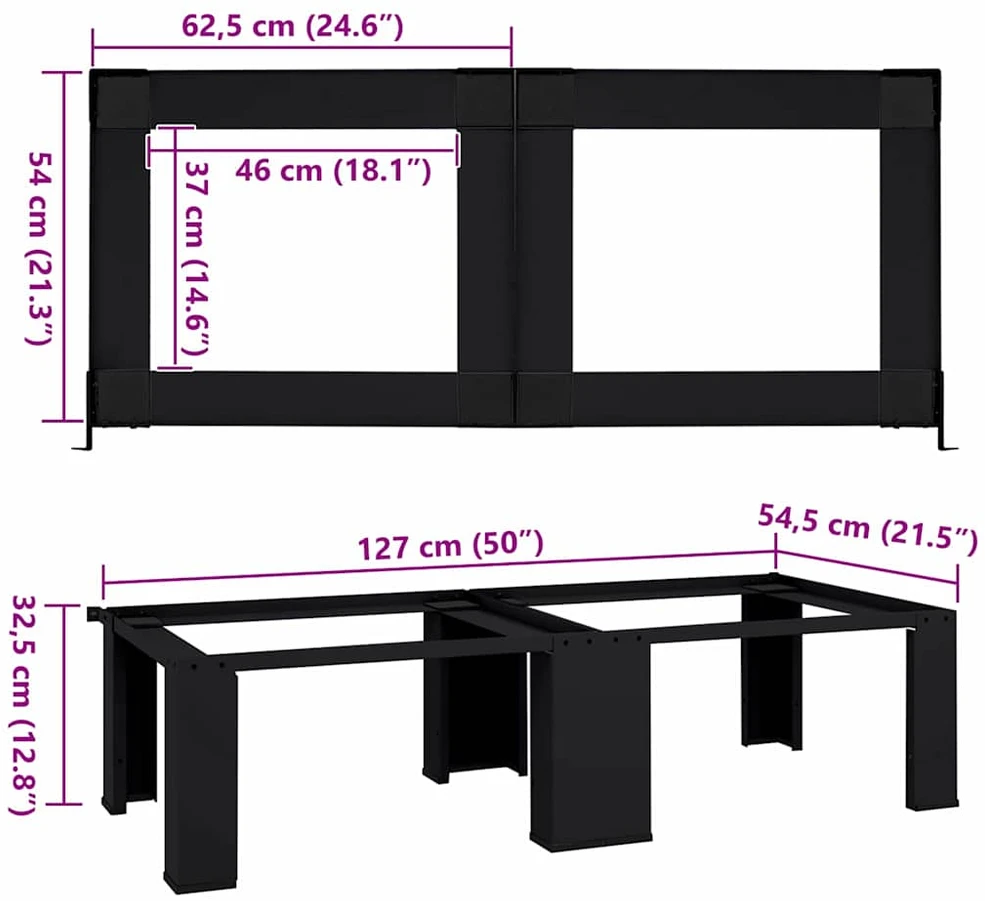 Skalbyklės pjedestalas 2 vnt. Juodas 127 x 54,5 x 32,5 cm