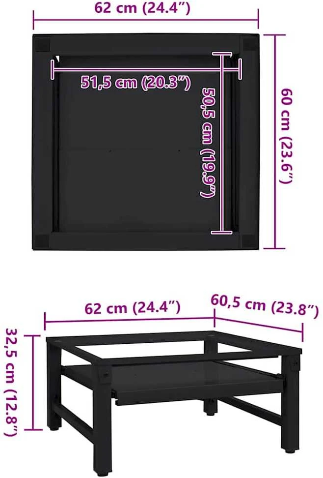 Skalbyklės pjedestalas Juodas 62 x 60,5 x 32,5 cm Plienas