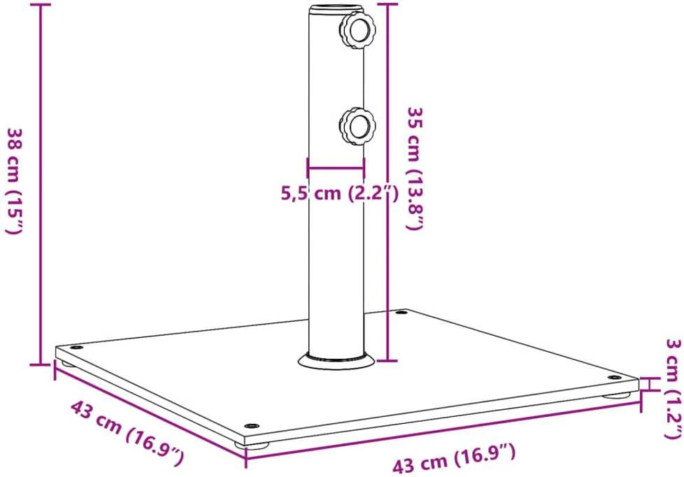 Skėčio nuo saulės pagrindas 32/38/48mm skersmens stulpams, 17kg