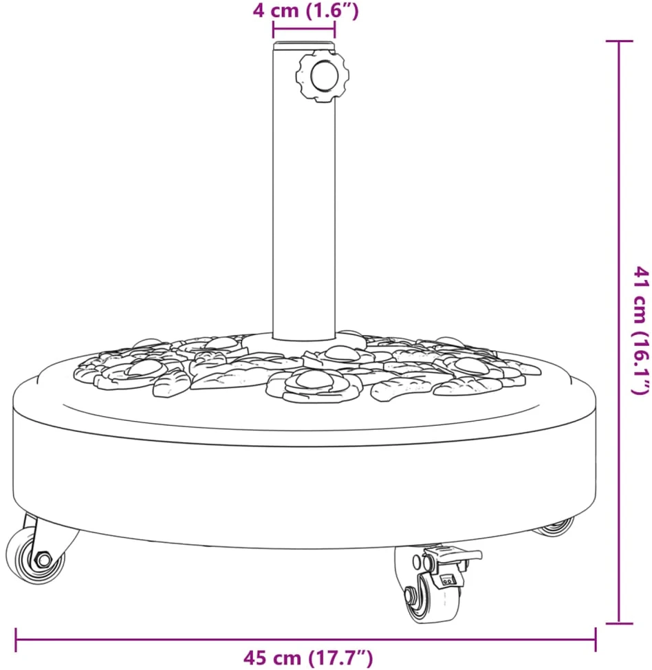 Skėčio nuo saulės pagrindas su ratukais 38/48mm stulpams, 27kg