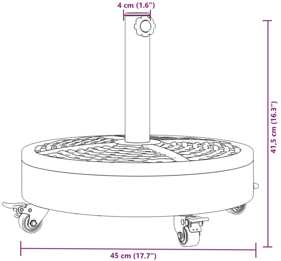 Skėčio nuo saulės pagrindas su ratukais 38/48mm stulpams, 27kg