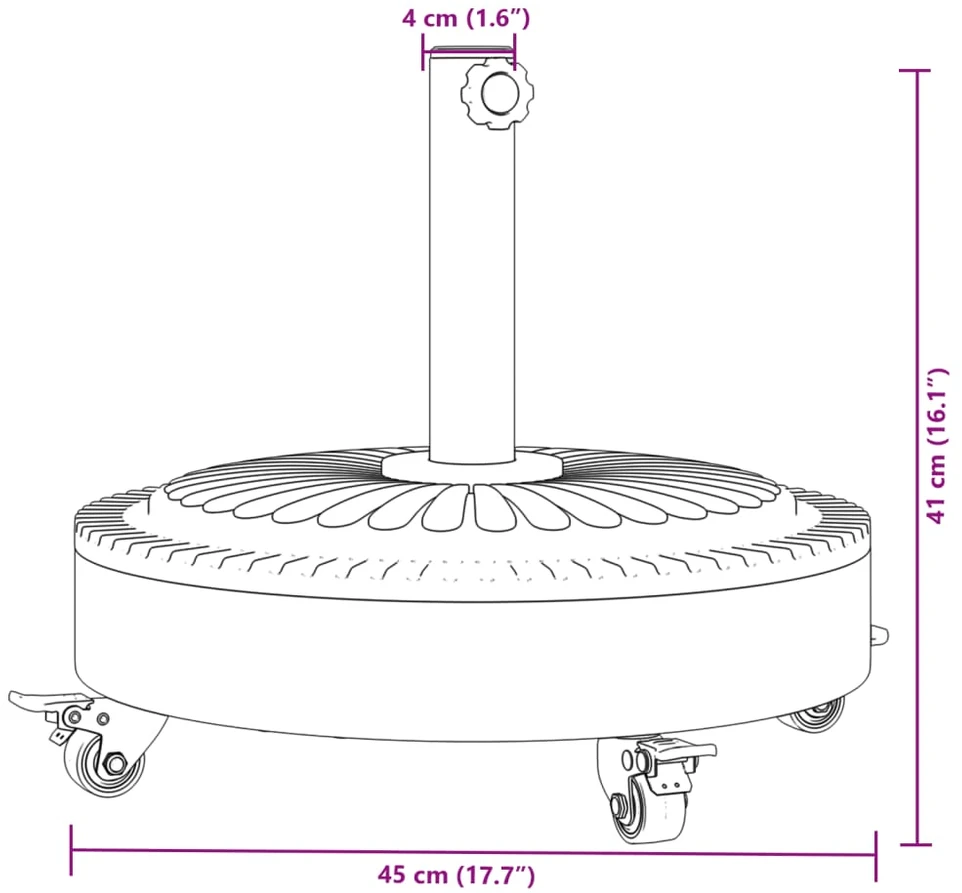 Skėčio nuo saulės pagrindas su ratukais 38/48mm stulpams, 27kg