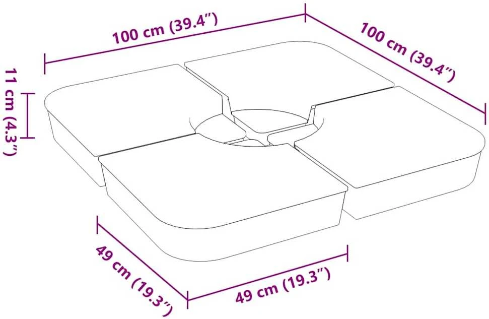 Skėčio nuo saulės pagrindo rinkinys, 4 dalių, 100kg, PP