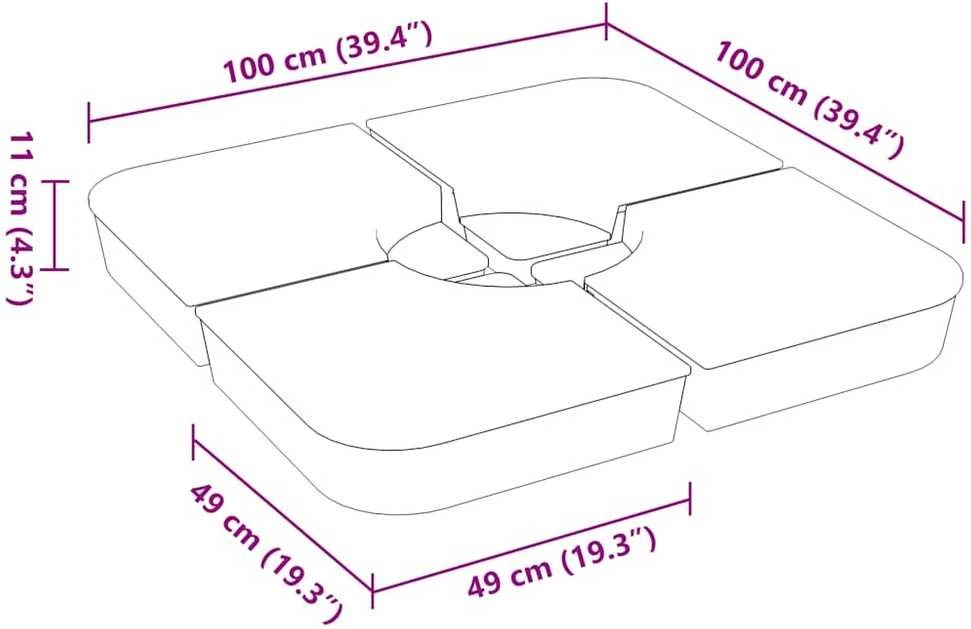 Skėčio nuo saulės pagrindo rinkinys, 4 dalių, 100kg, PP