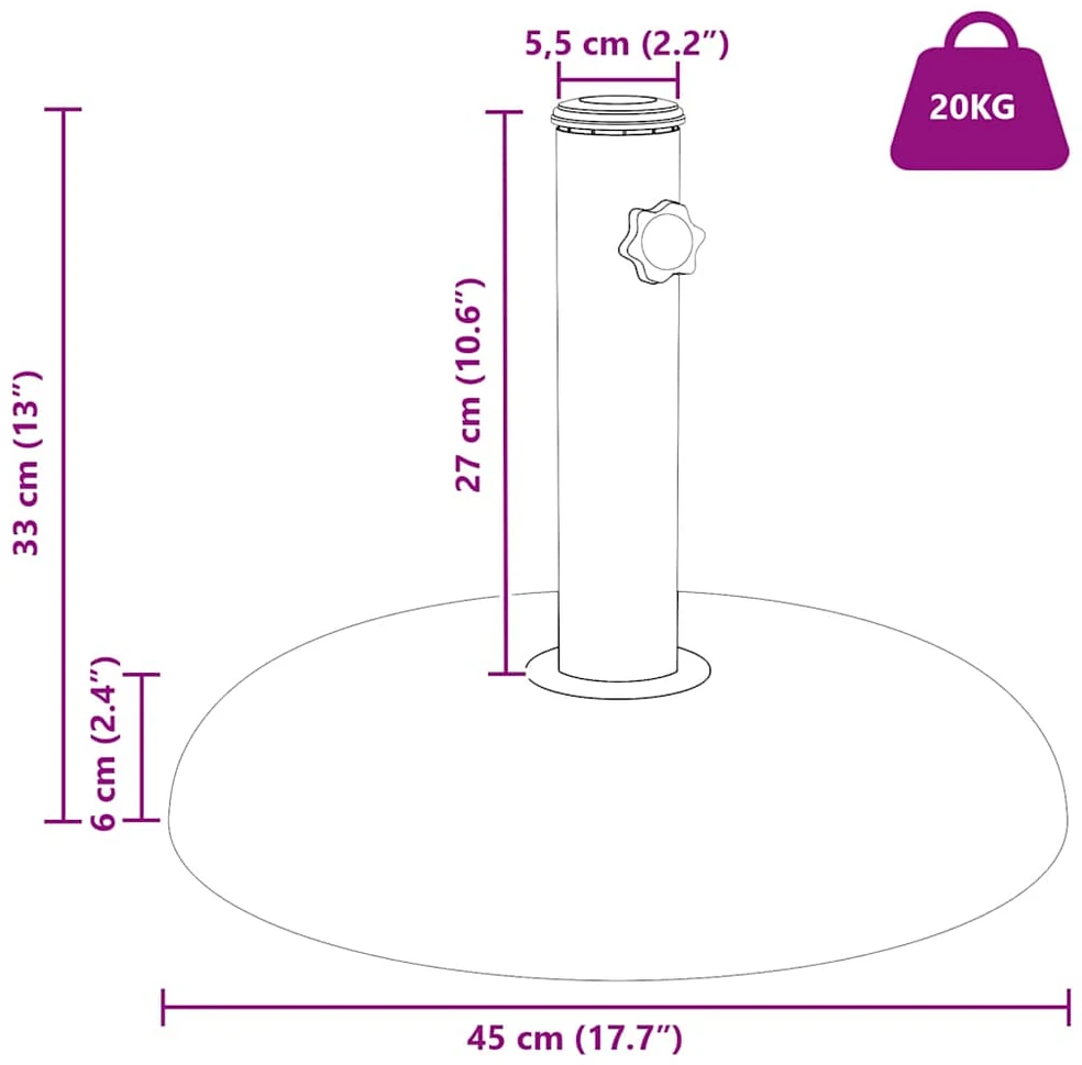 Skėčio pagrindas 20.9kg Šviesiai pilka Betono Apvali
