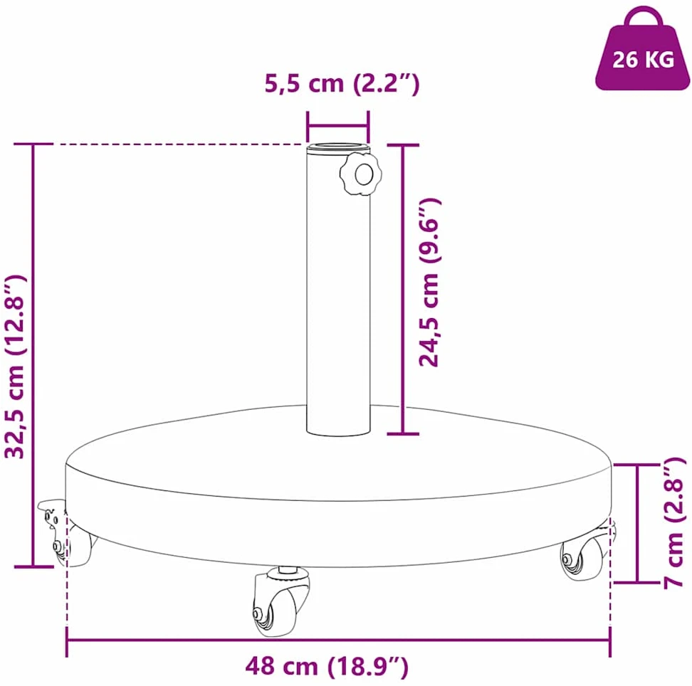 Skėčio pagrindas 24.8kg Tamsiai pilka mediena Apvali