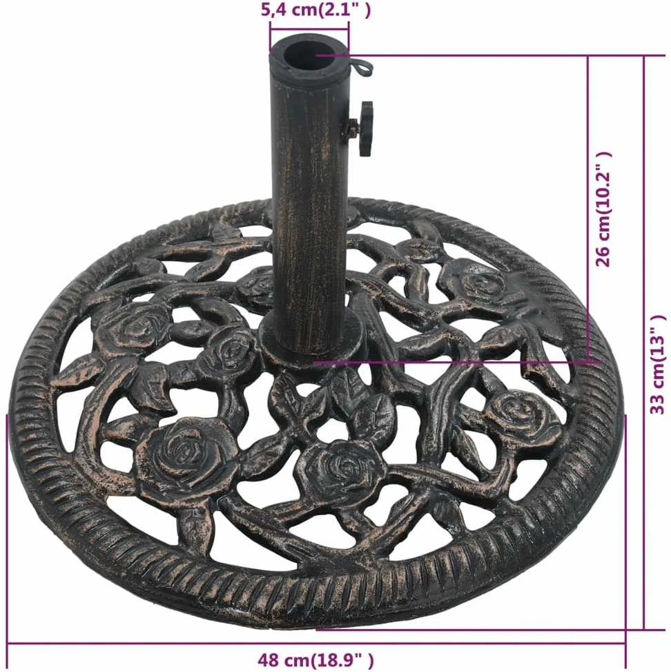 Skėčio pagrindas, bronzinės spalvos, ketus, 12kg, 48cm