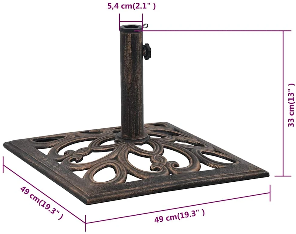 Skėčio pagrindas, bronzinės spalvos, ketus, 12kg, 49cm