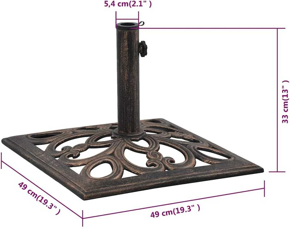 Skėčio pagrindas, bronzinės spalvos, ketus, 12kg, 49cm