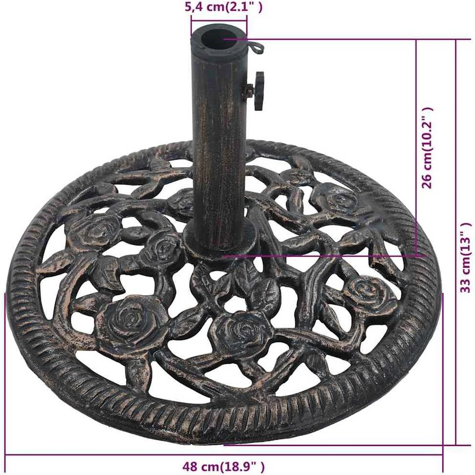 Skėčio pagrindas, bronzinės spalvos, ketus, 12kg, 48cm