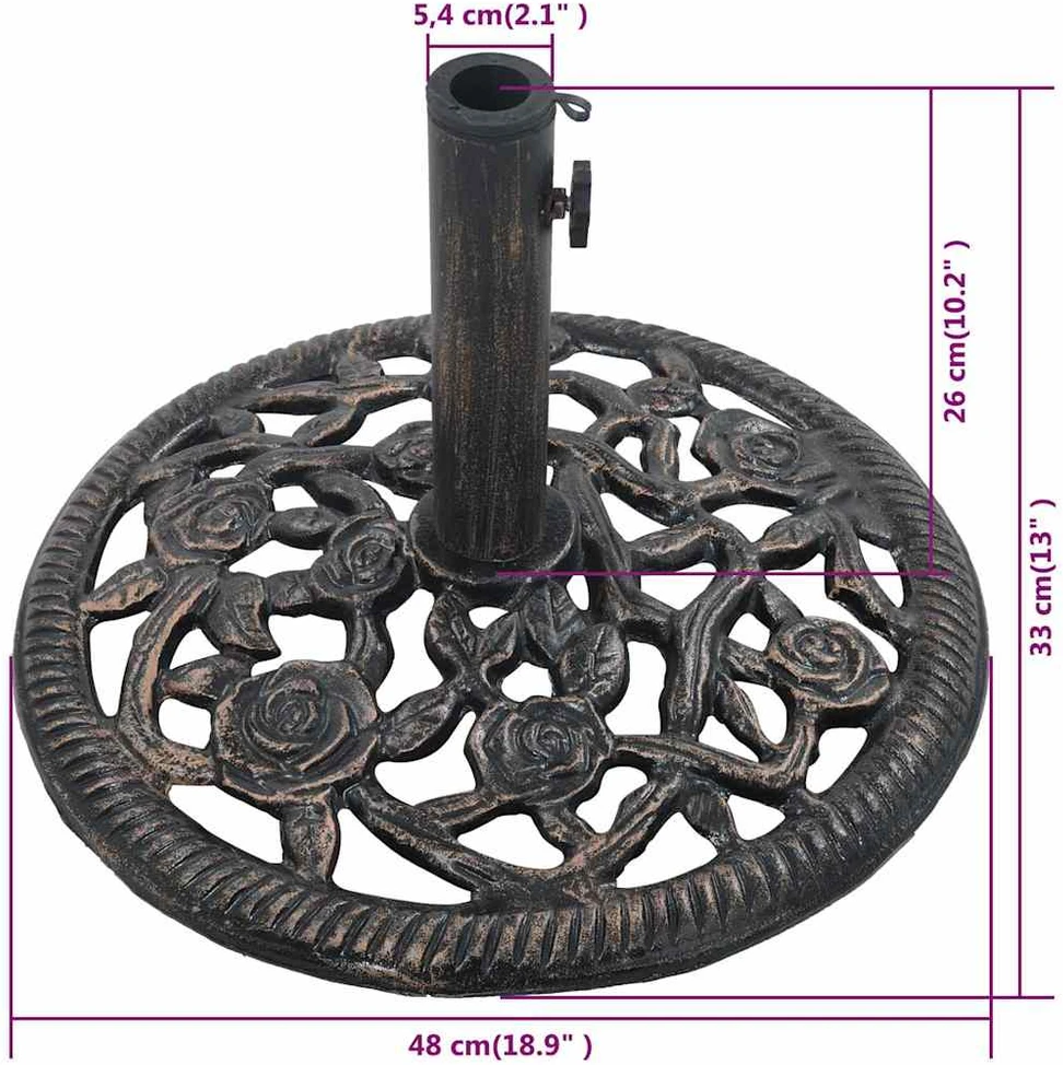 Skėčio pagrindas, bronzinės spalvos, ketus, 12kg, 48cm