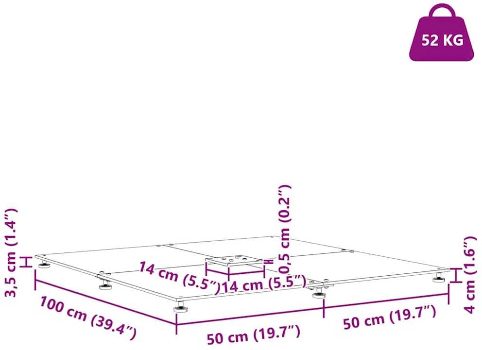 Skėčio pagrindas 52 kg Tamsiai pilka Plienas Kvadrato