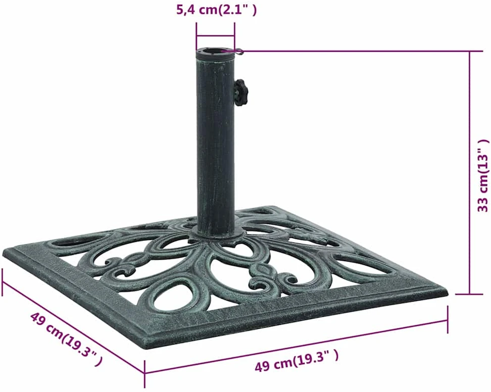 Skėčio pagrindas, žalios spalvos, 12kg, 49cm, ketus
