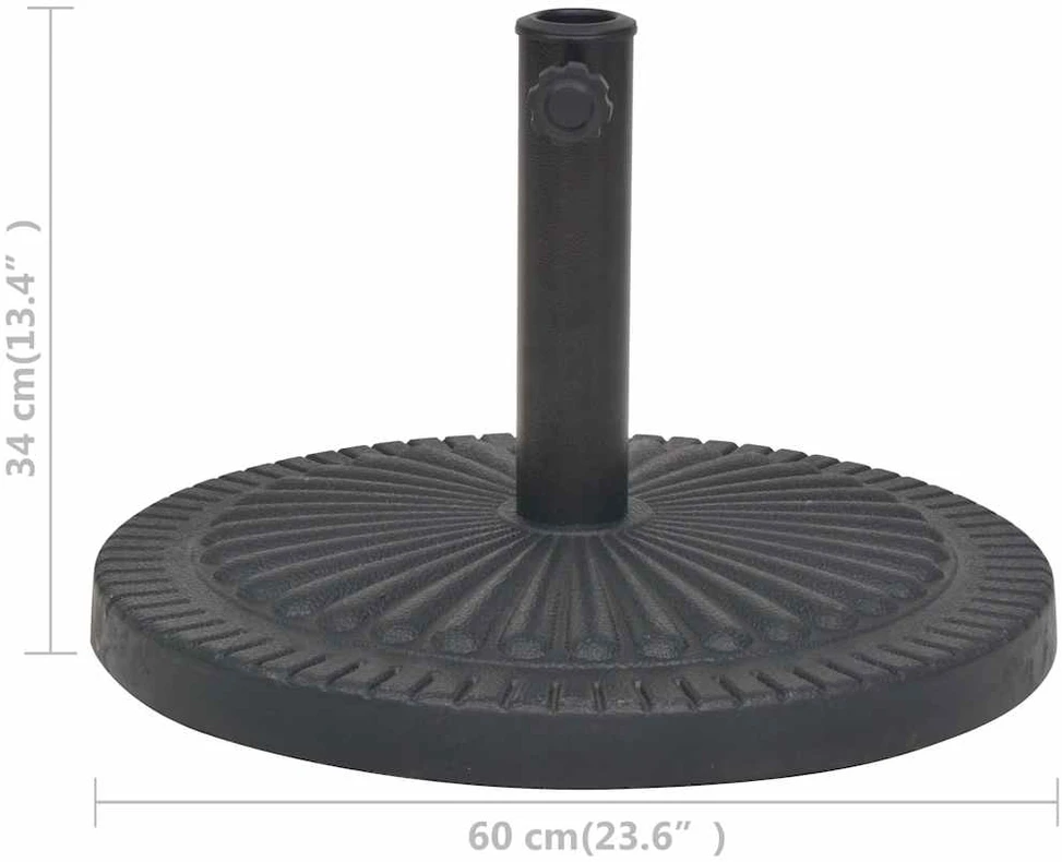 Skėčio stovas iš dervos, apvalus, juodas, 29 kg