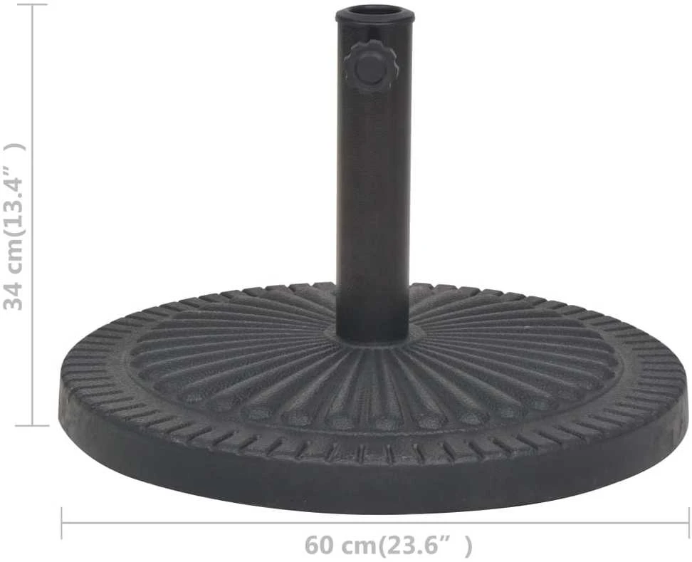 Skėčio stovas iš dervos, apvalus, juodas, 29 kg