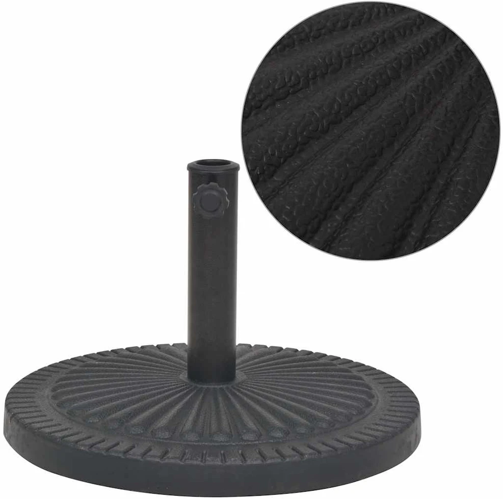 Skėčio stovas iš dervos, apvalus, juodas, 29 kg