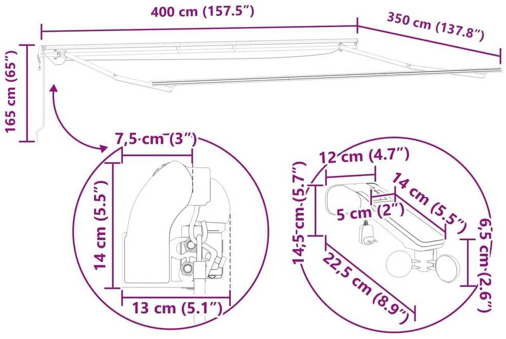 Ištraukiama markizė Įvairiaspalvis 400 × 350 cm Poliesteris
