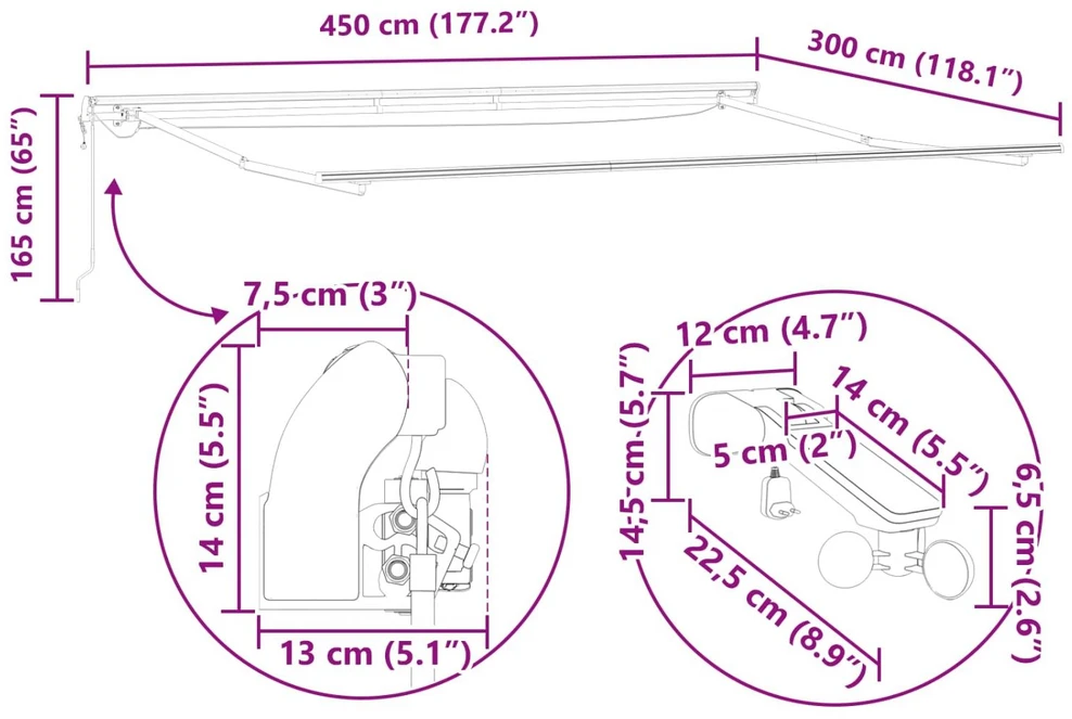 Ištraukiama markizė oranžinė ir ruda 450 × 300 cm Poliesteris