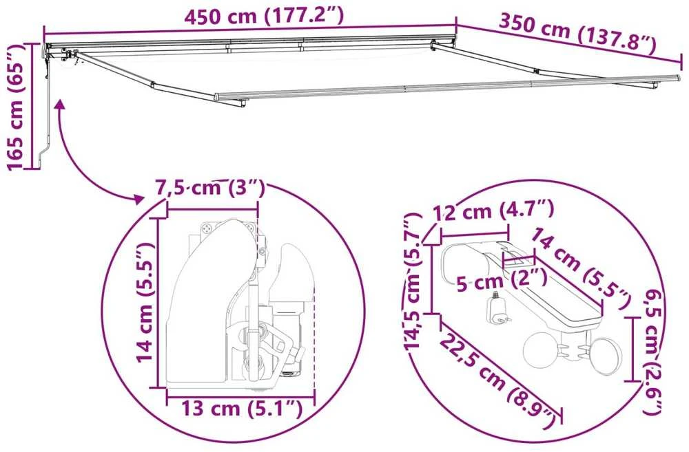 Ištraukiama markizė Žalia ir balta 450 × 350 cm Poliesteris