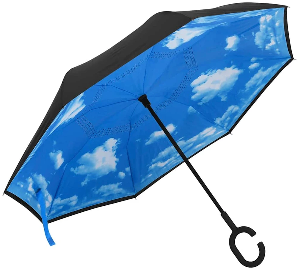 Skėtis, juodos spalvos, 108cm, su C formos rankena