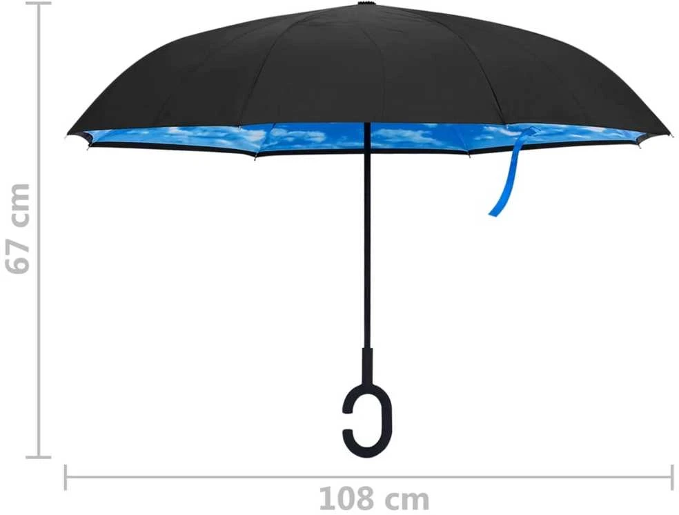 Skėtis, juodos spalvos, 108cm, su C formos rankena