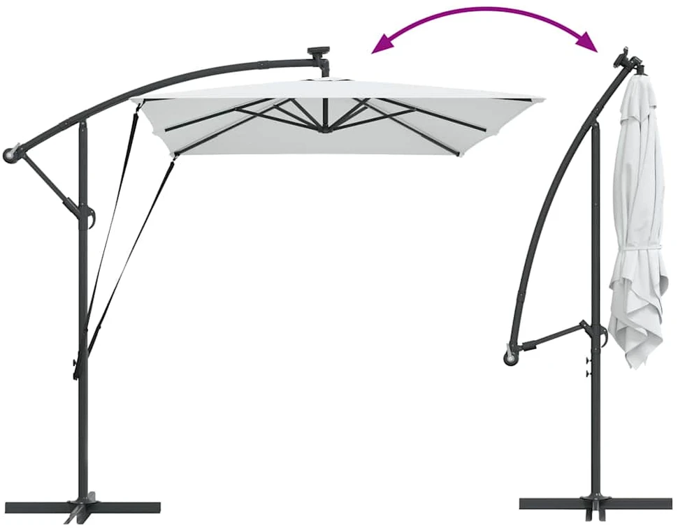 Skėtis nuo saulės 294 x 200 x 270 cm Poliesteris ir aliuminis