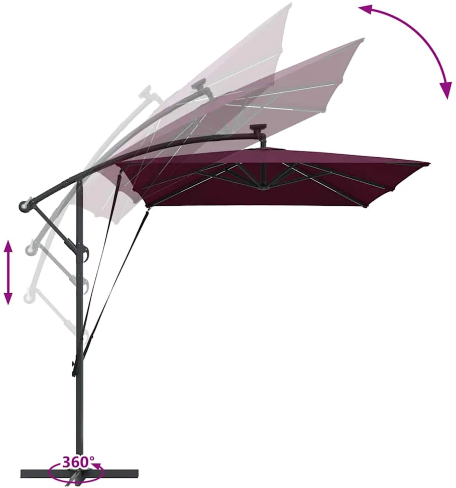 Skėtis nuo saulės 294 x 200 x 270 cm Poliesteris ir aliuminis