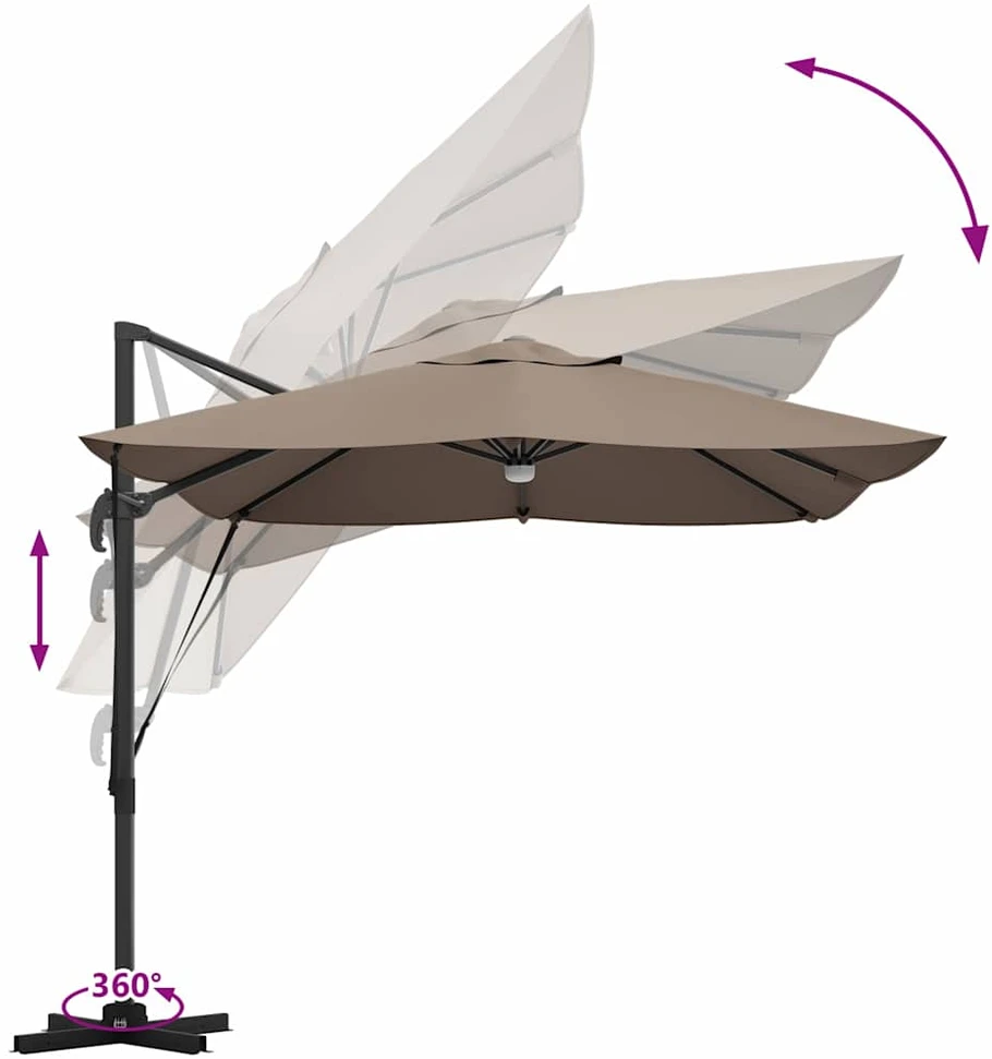 Skėtis nuo saulės 351 x 250 x 253 cm Poliesteris ir aliuminis