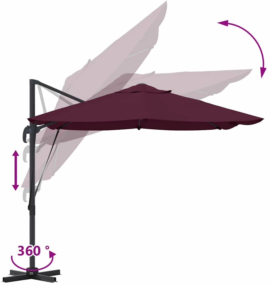 Skėtis nuo saulės 351 x 250 x 260 cm Poliesteris ir aliuminis