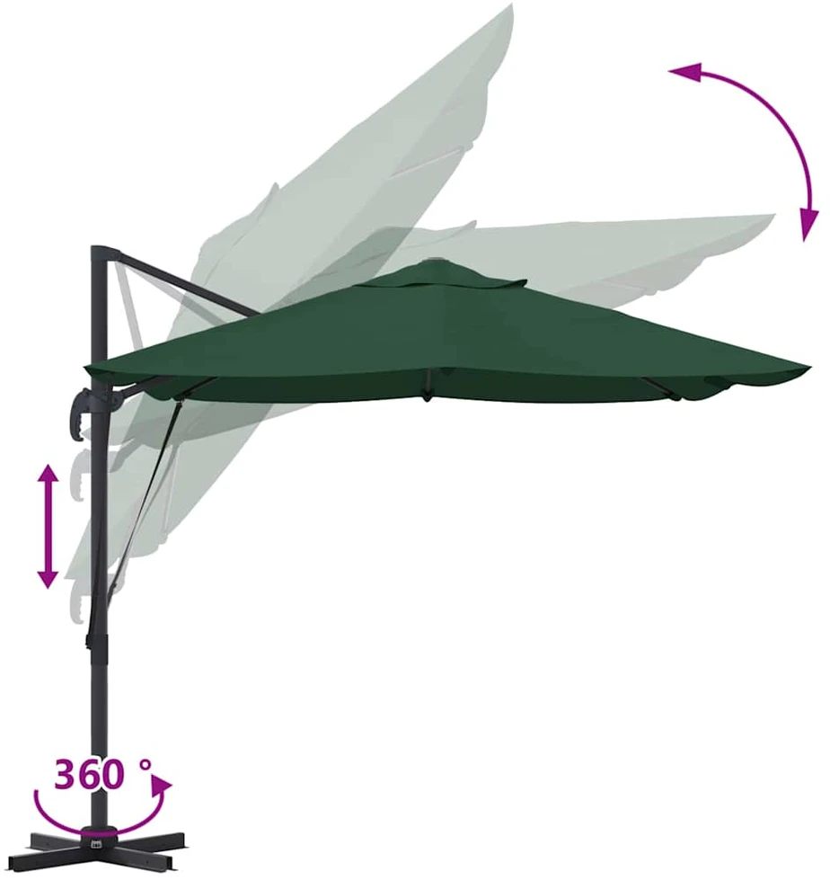 Skėtis nuo saulės 351 x 250 x 260 cm Poliesteris ir aliuminis
