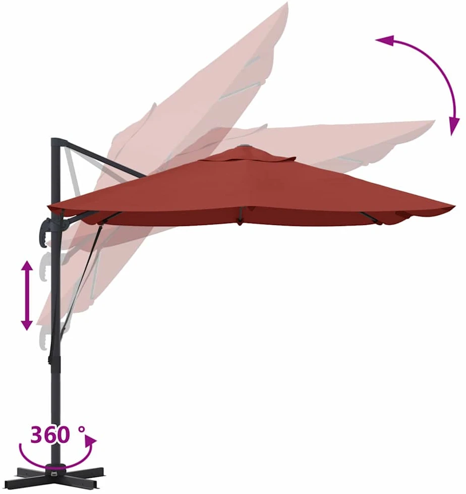 Skėtis nuo saulės 351 x 250 x 260 cm Poliesteris ir aliuminis
