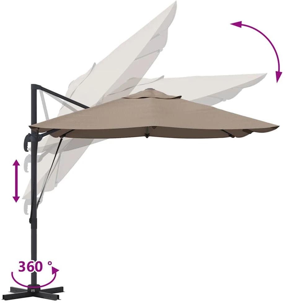 Skėtis nuo saulės 351 x 250 x 260 cm Poliesteris ir aliuminis