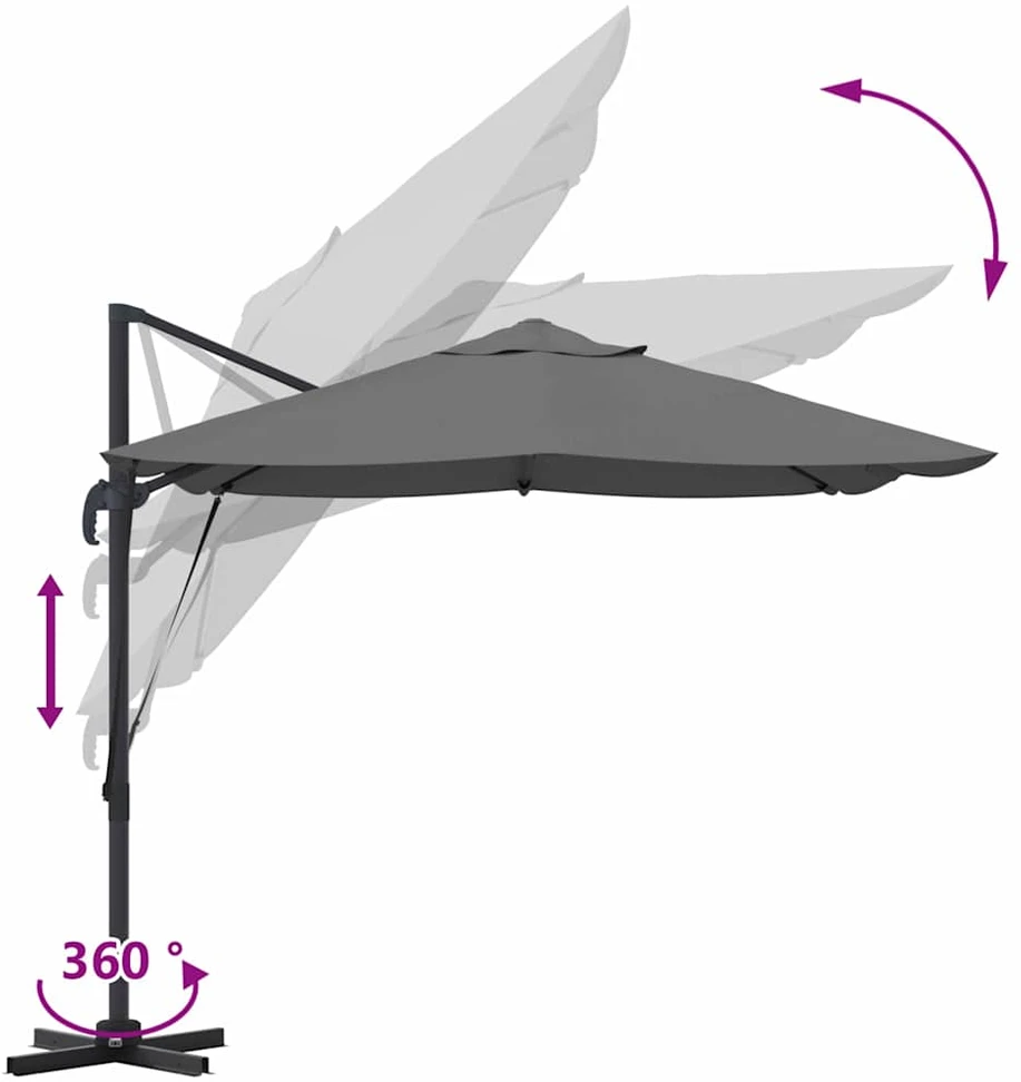 Skėtis nuo saulės 351 x 250 x 260 cm Poliesteris ir aliuminis