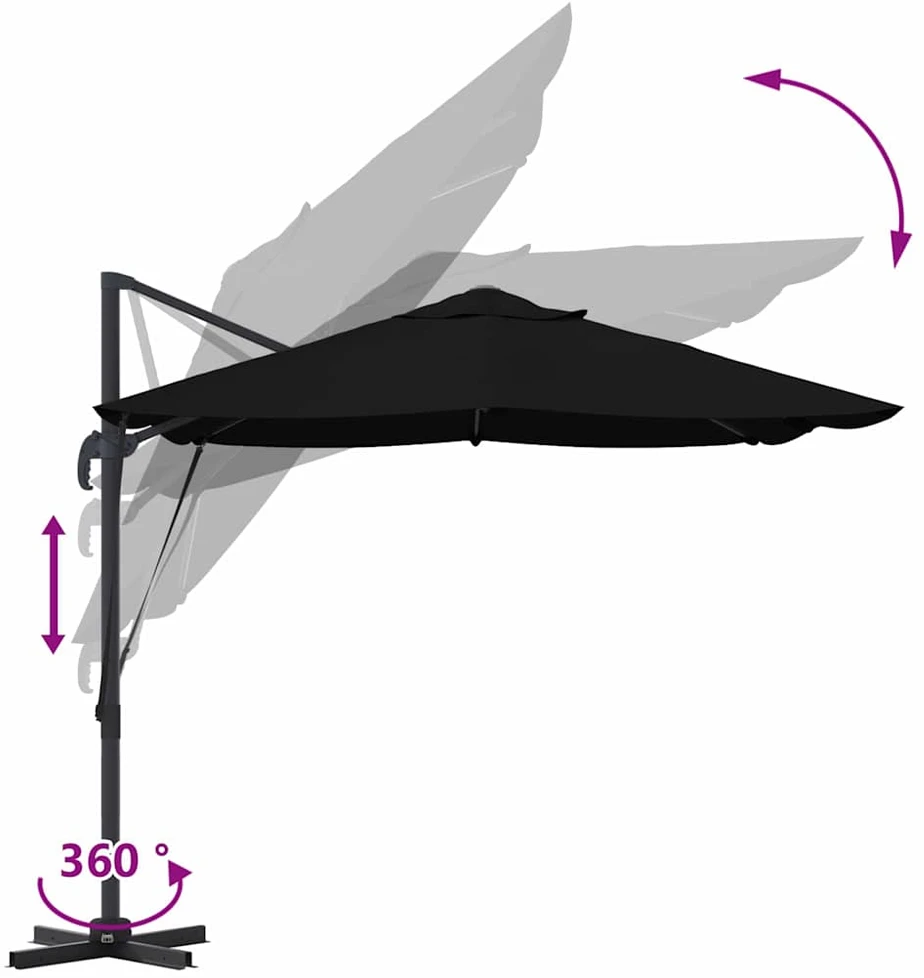 Skėtis nuo saulės 351 x 250 x 260 cm Poliesteris ir aliuminis