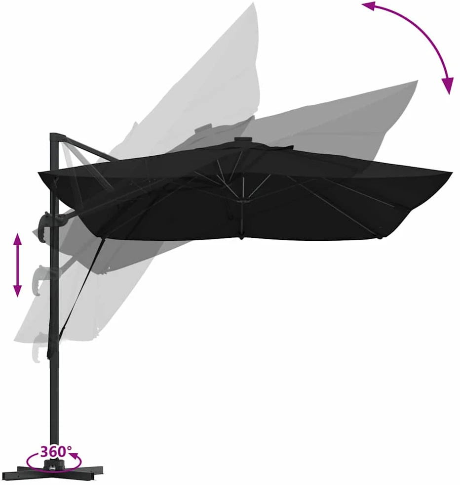 Skėtis nuo saulės 352 x 251 x 265 cm Poliesteris ir aliuminis