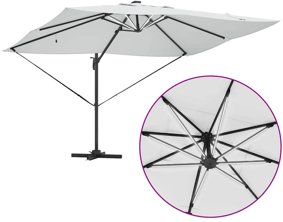 Skėtis nuo saulės 352 x 251 x 265 cm Poliesteris ir aliuminis