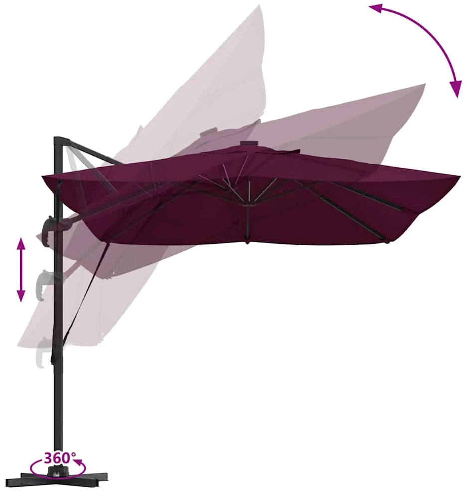 Skėtis nuo saulės 352 x 251 x 265 cm Poliesteris ir aliuminis