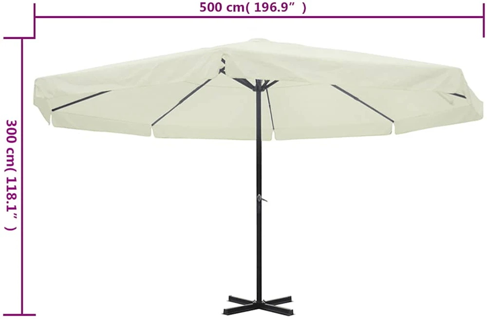 Skėtis nuo saulės, baltos spalvos, 500cm, aliuminis
