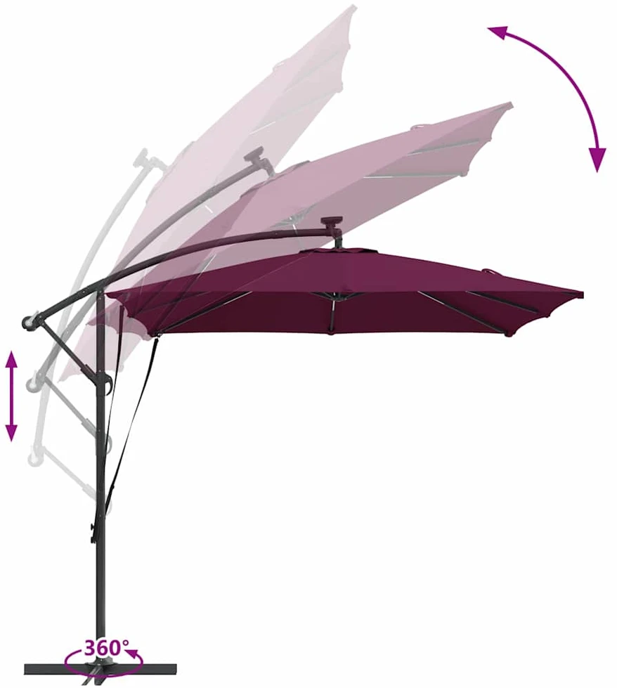 Skėtis nuo saulės Bordo raudona 249 x 249 x 250 cm