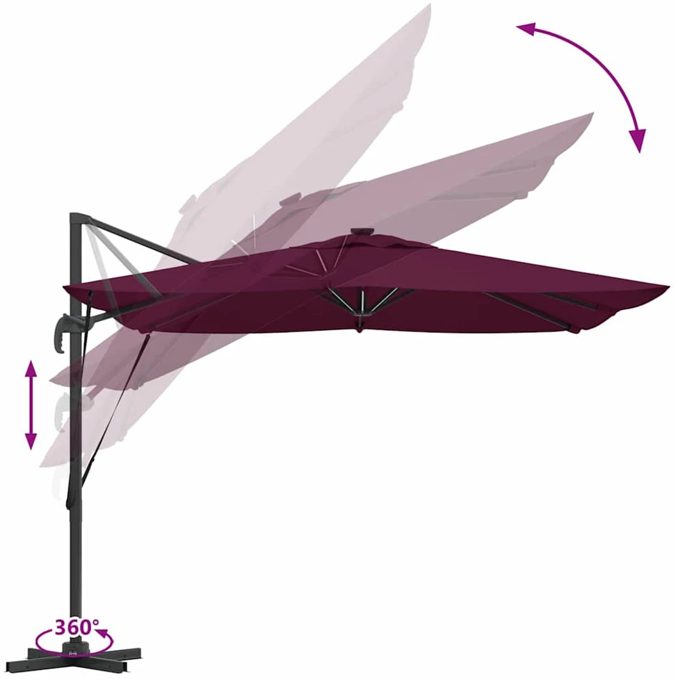 Skėtis nuo saulės Bordo raudona 286 x 284 x 270 cm