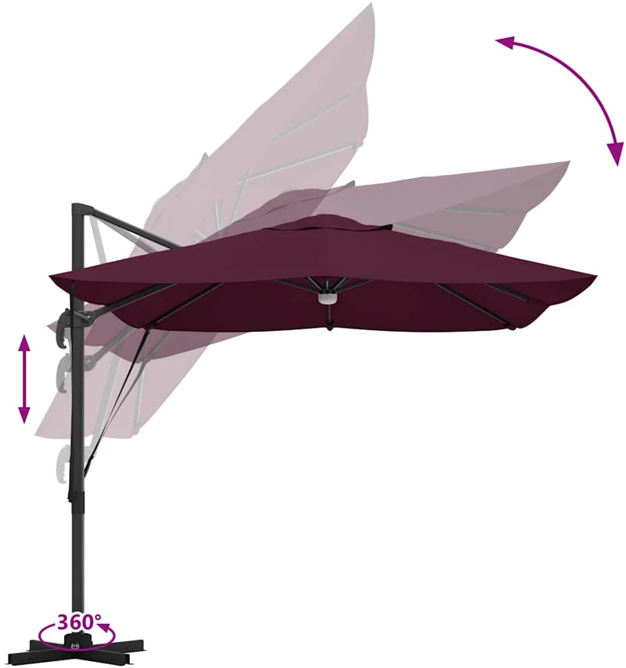Skėtis nuo saulės Bordo raudona 351 x 250 x 253 cm