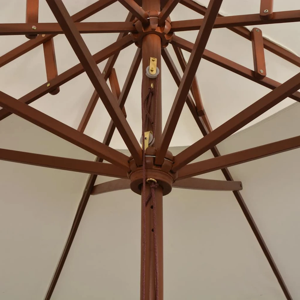 Skėtis nuo saulės, kreminis baltas, 270x270cm, medinis kotas