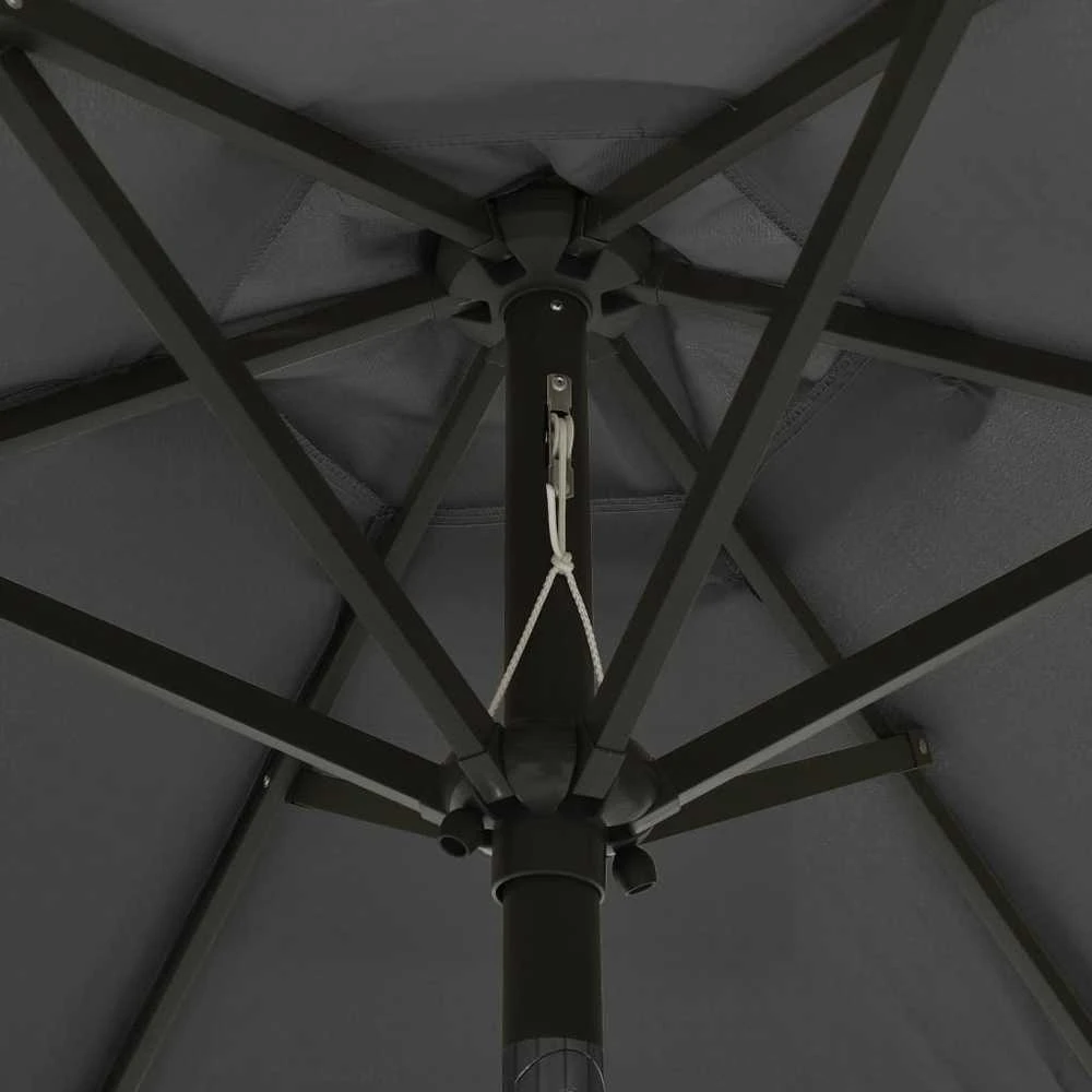 Sodo skėtis nuo saulės su LED, antracito, 200x211cm, aliuminis