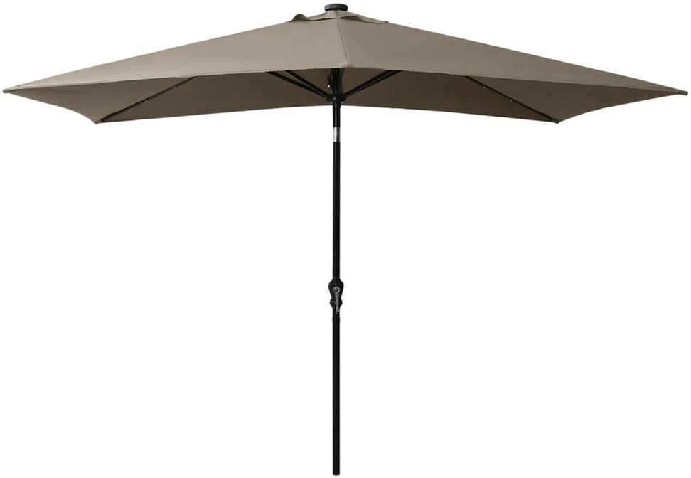 Sodo skėtis nuo saulės su LED ir plieniniu stulpu, taupe, 2x3m