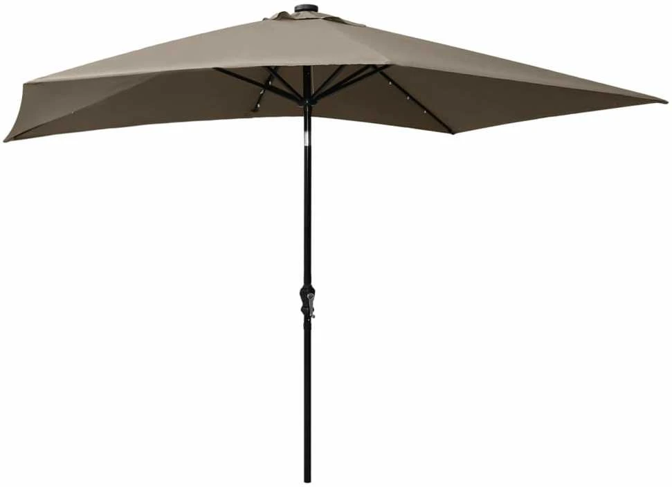 Sodo skėtis nuo saulės su LED ir plieniniu stulpu, taupe, 2x3m