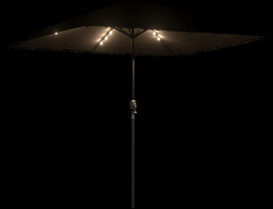 Skėtis nuo saulės su LED/plieniniu stulpu, rudas, 248x248x248cm
