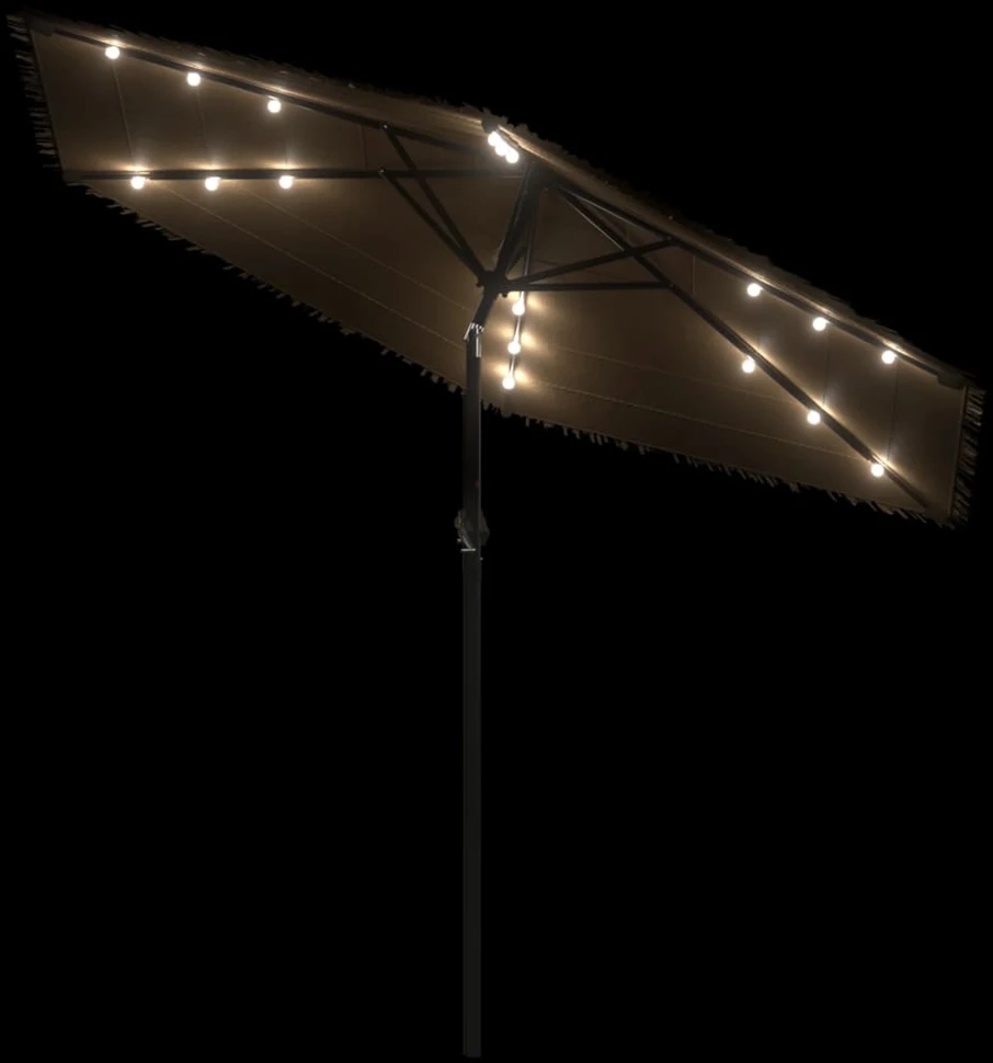 Skėtis nuo saulės su LED/plieniniu stulpu, rudas, 268x268x226cm
